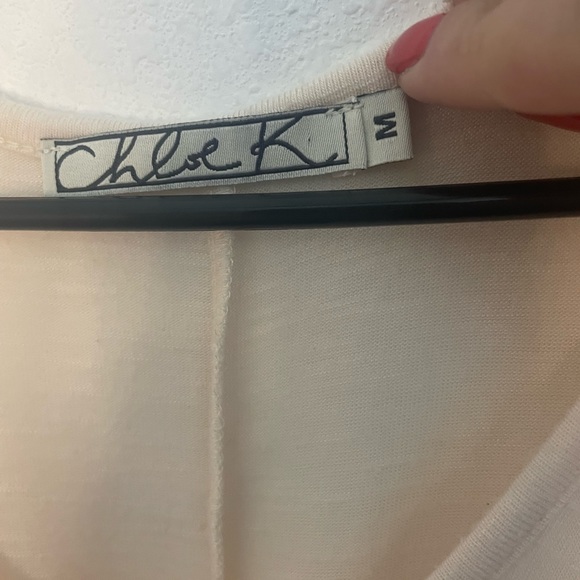 Women’s Chloe K Crochet Trim Tunic Extra Long Cream Tank Top Size Medium - Picture 4 of 9